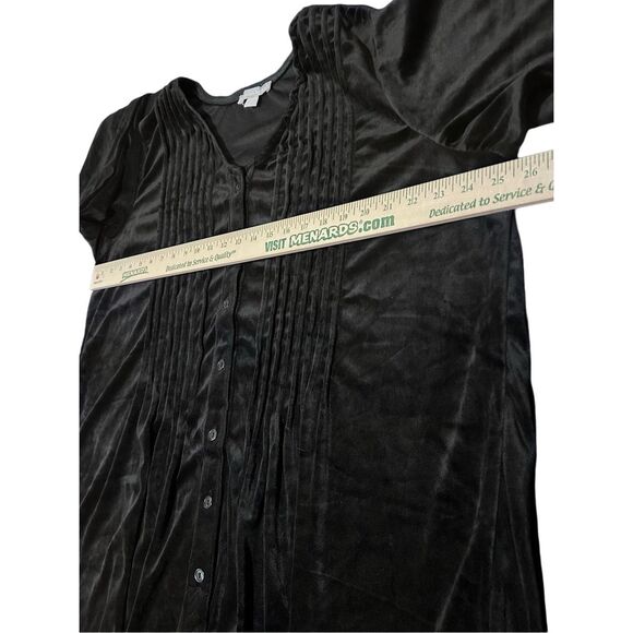 Woman Within Plus Size 1X Black Velour Velvet Feel Button Up VNeck Tunic Top - Picture 7 of 10